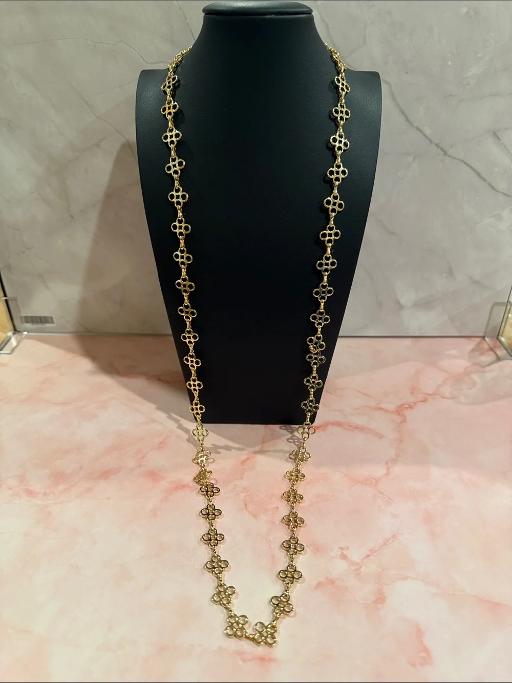 Tory Burch | Gold Plated Floral-Link Long Necklace